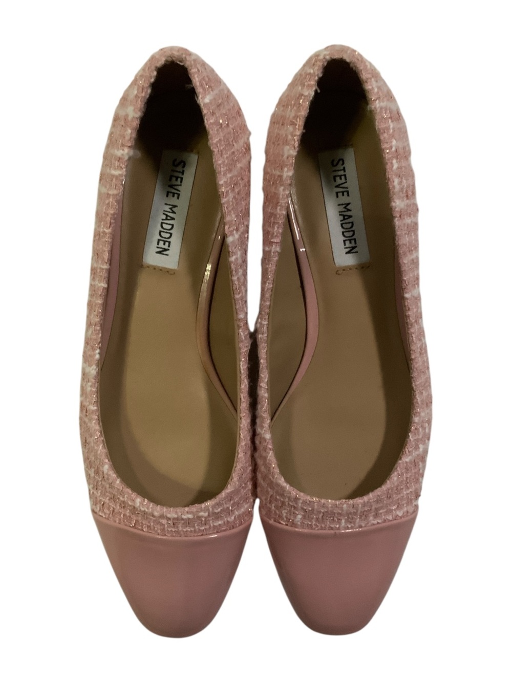 Steve Madden Blush Tweed Cap-Toe Ballet Flats